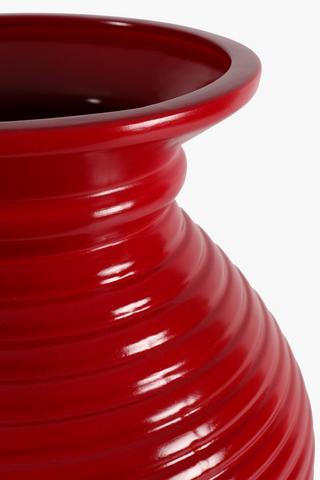 Ceramic Ribbed Belly Vase Large