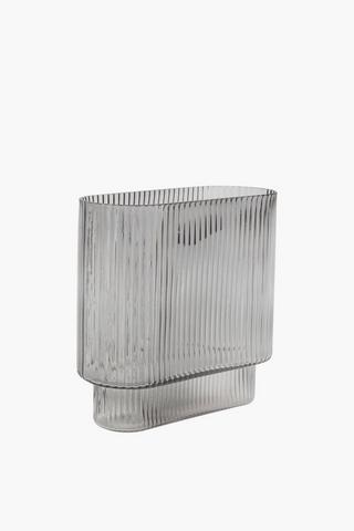 Oblong Reeded Glass Vase