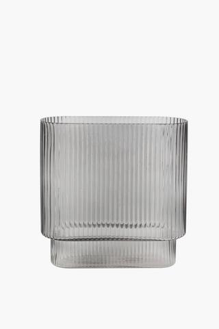 Oblong Reeded Glass Vase