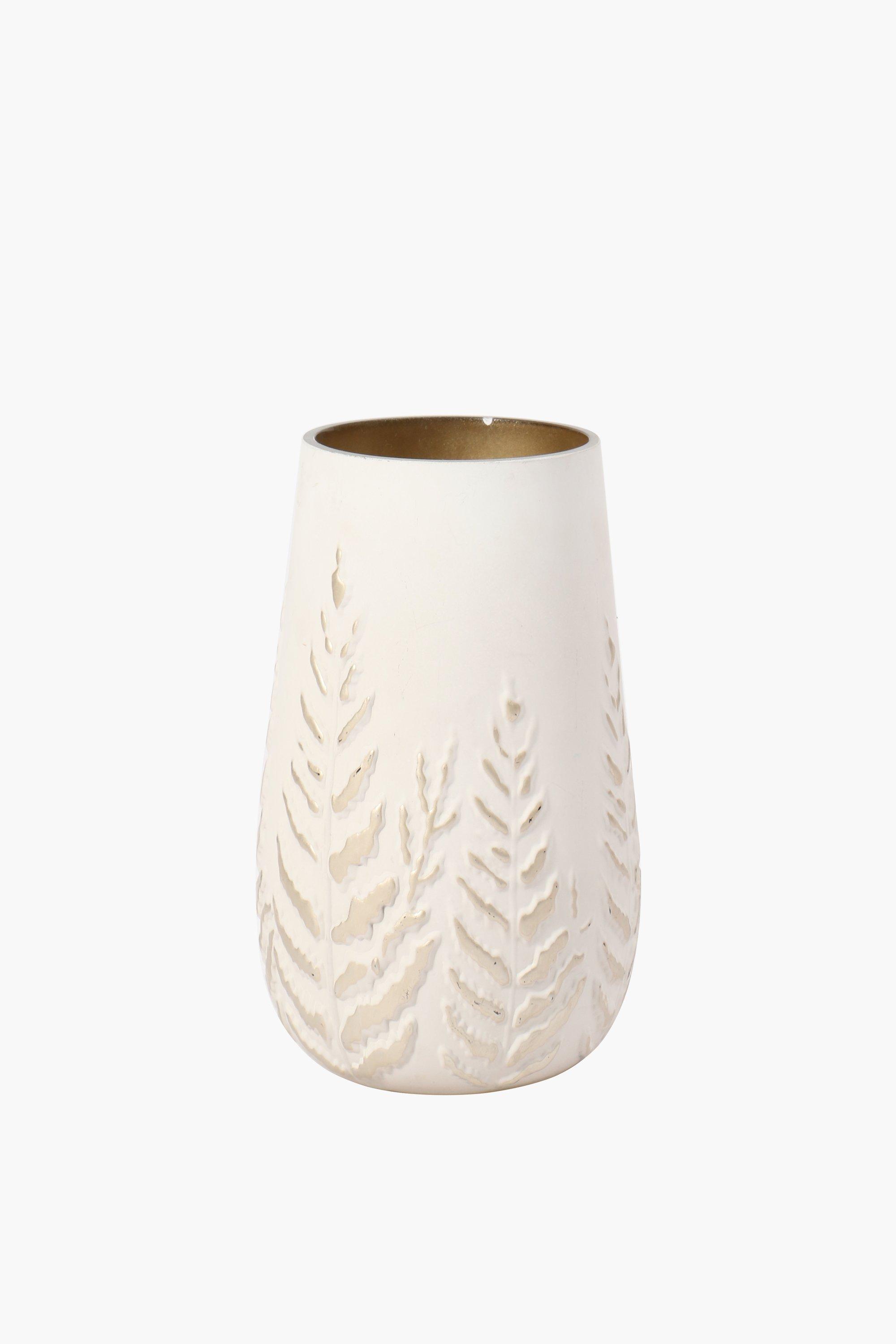 Fern Embossed Glass Vase 155x26cm