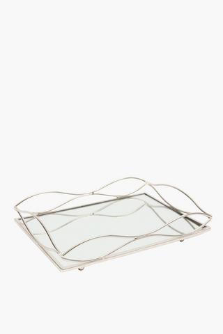 Metal And Glass Rectangular Decor Tray