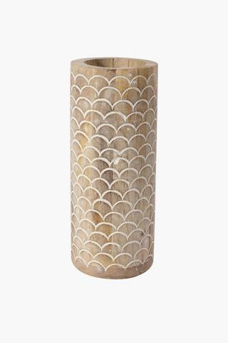 Ripple Hand Carved Wooden Vase