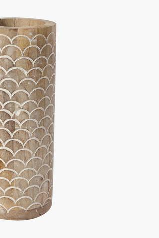 Ripple Hand Carved Wooden Vase