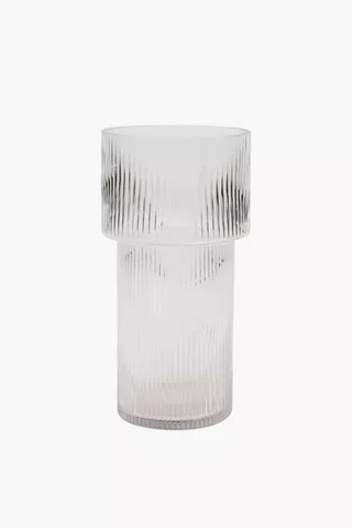 Ribbed Glass Vase Tall