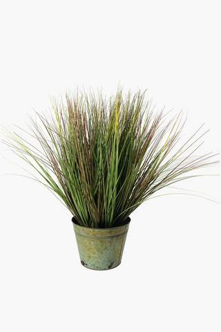 Faux Grass With Vintage Pot