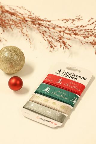 4 Pack Joy Christmas Ribbon