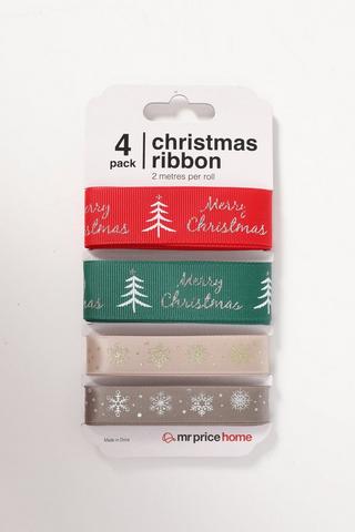 4 Pack Joy Christmas Ribbon