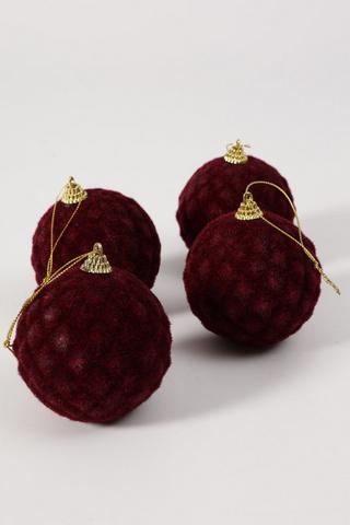 4 Pack Velvet Baubles