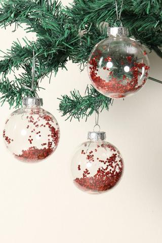 6 Pack Glitter Hanging Baubles