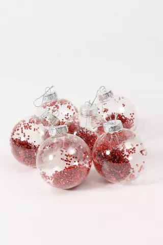 6 Pack Glitter Hanging Baubles