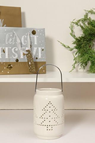 Ceramic Tree Cut Lantern