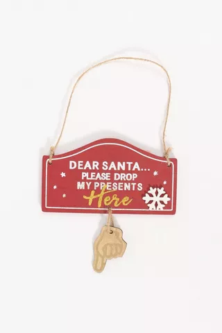 Dear Santa Hanging Sign