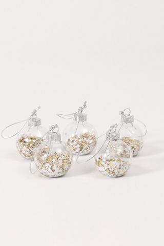 6 Pack Glitter Bomb Hanging Baubles