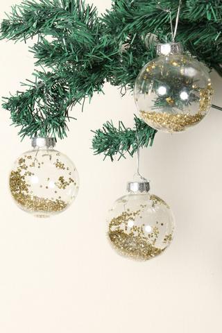 6 Pack Glitter Bauble Set