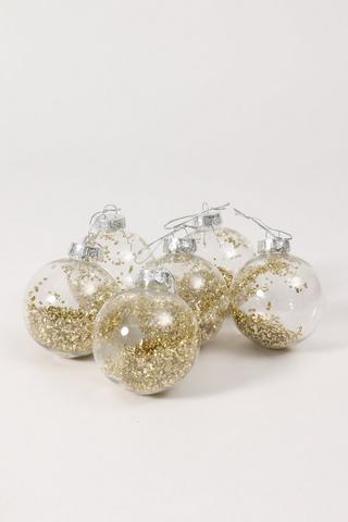 6 Pack Glitter Bauble Set