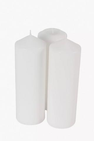 3 Unscented Pillar Candles 20cm