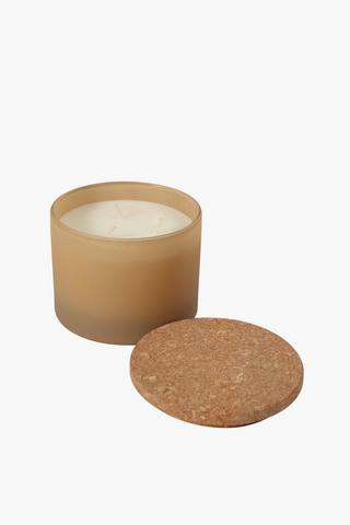 Honey And Cinnamon Frosted Glass Candle, Large
