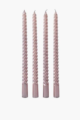 4 Pack Spiral Dinner Candles, 30cm
