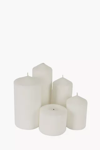 5 Unscented Pillar Candles