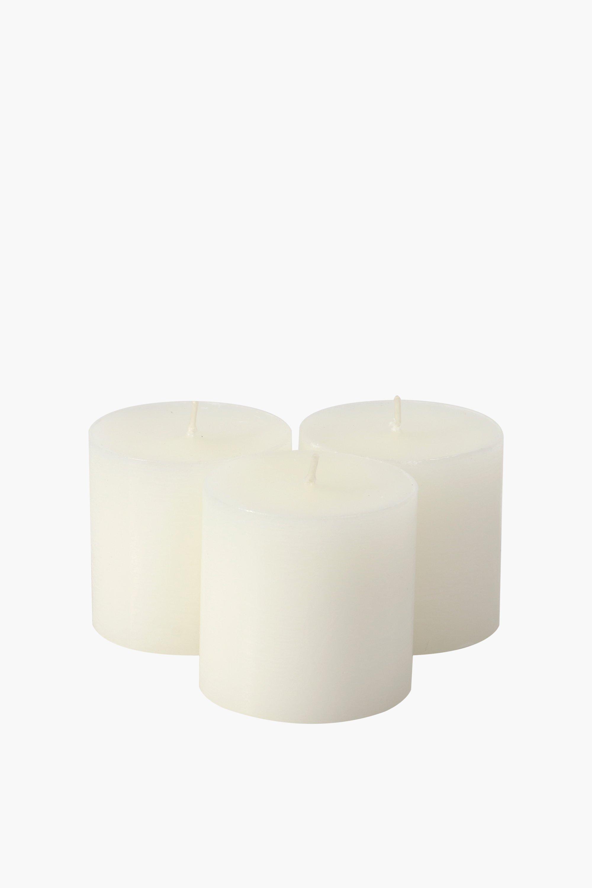 3 Pack Eucalyptus Pillar Candles 7x7cm