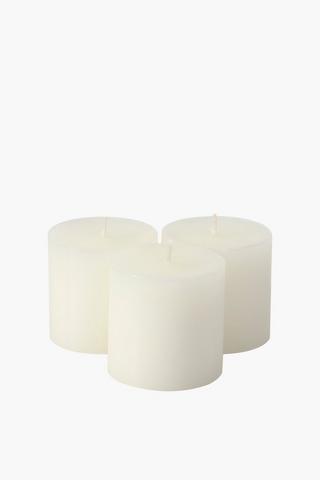 3 Pack Eucalyptus Pillar Candles 7x7cm