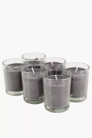 Pack Of 6 Glass Waxfill Candles