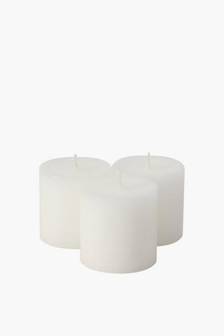 3 Pack Citronella Pillar Candles 7x7cm