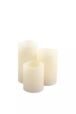 Pack Of 3 Led Pillar Candles With A Remote Control