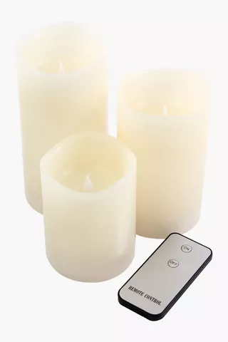 Pack Of 3 Led Pillar Candles With A Remote Control