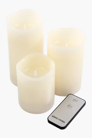 Pack Of 3 Led Pillar Candles With A Remote Control
