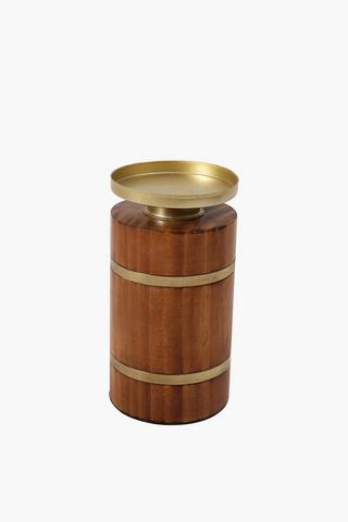 Wood And Brass Candle Holder Medium
