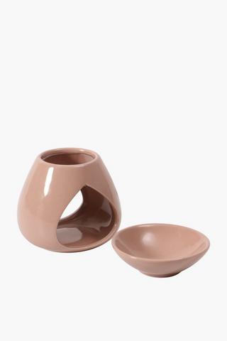 Glazed Ceramic Oil Burner, 10x17cm