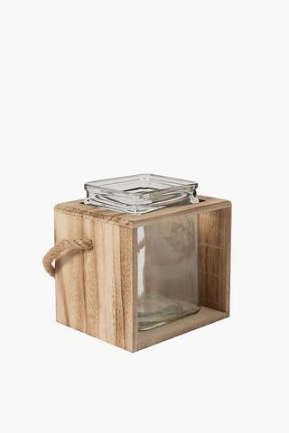 Wooden Box Lantern, 14x30cm