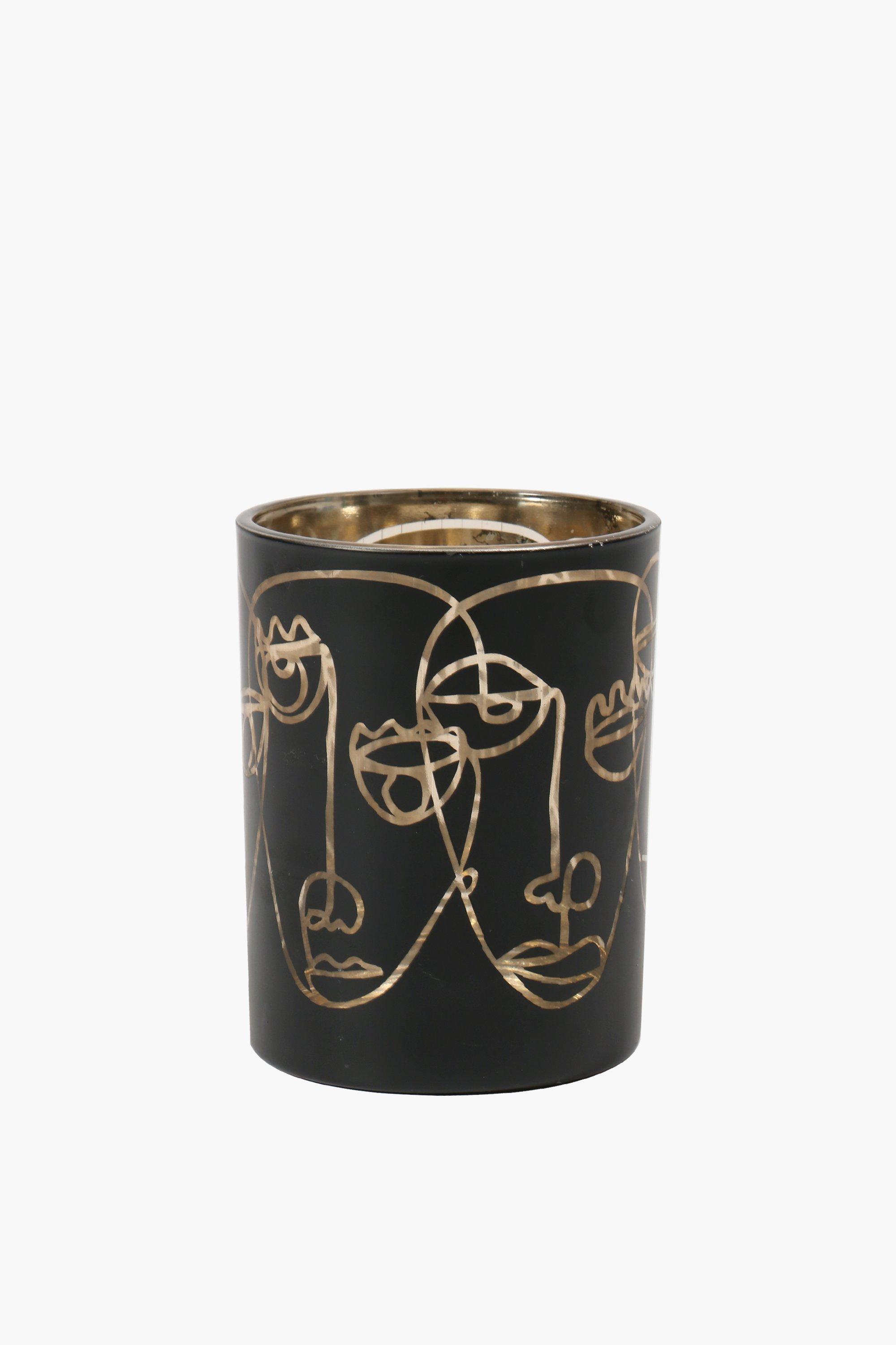 Glass Abstract Candle Holder, 10x13cm