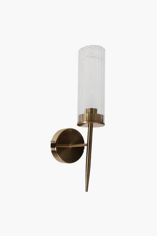 Brass Ribbed Glass Wall Lamp
