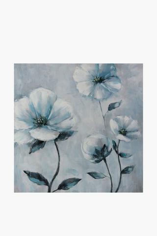 Hand Painted Floral Canvas Wall Art, 100x100cm