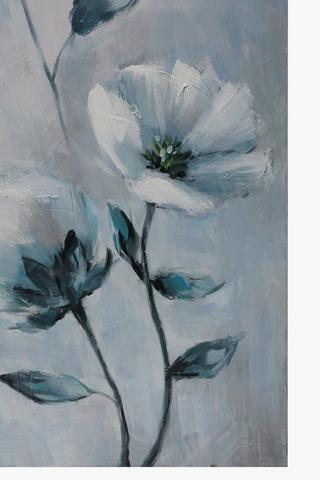 Hand Painted Floral Canvas Wall Art, 100x100cm