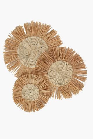 3 Pack Raffia Wall Art