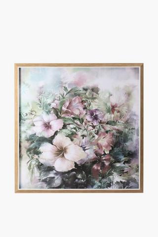 Framed Floral Canvas 100x100cm