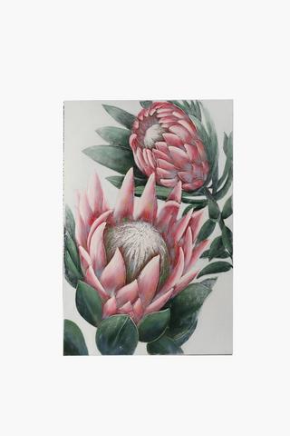 Hand-painted Protea Canvas, 120x90cm