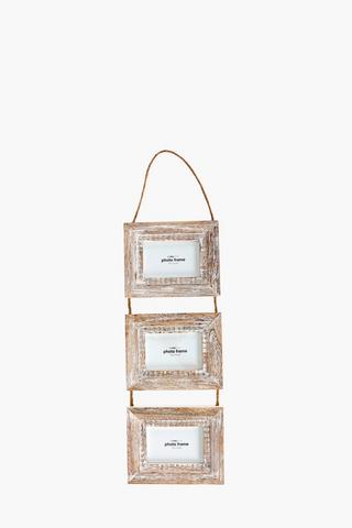 Washed Light Wood Hanging Photo Frame