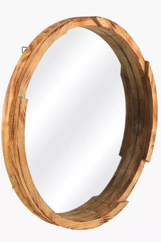 Cascade Mango Wood Round Mirror, 60cm