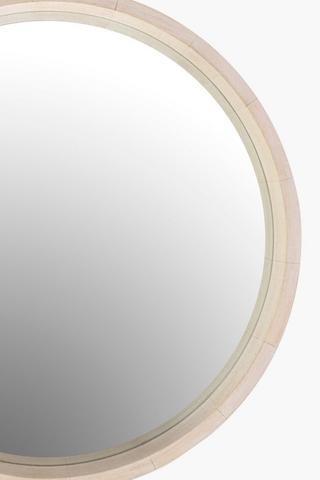 Washed Light Wood Round Mirror, 62cm