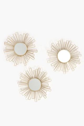 3 Metal Sunburst Mirror Pack