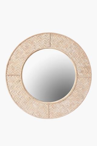 Wash Bamboo Round Mirror, 60cm