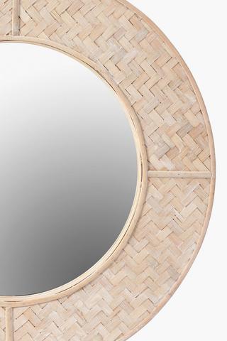 Wash Bamboo Round Mirror, 60cm