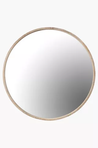 Washed Wood Round Mirror