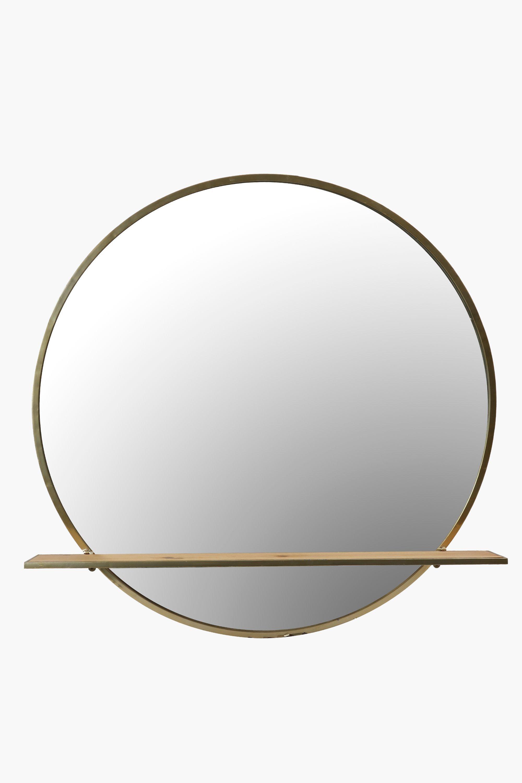Metal Round Mirror With Shelf