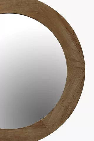 Washed Mango Wood Round Mirror, 110cm