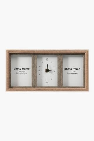 Wooden 3 Frame Clock, 29,5x14,5cm